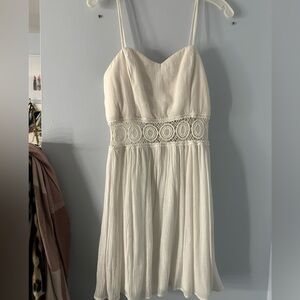 Cute spaghetti strapped detailed flowy white dress (great for graduation)